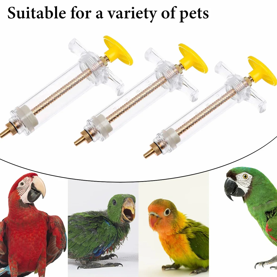 Lot de 3 Seringues d'alimentation pour Oiseaux 10ml 20ml 50ml pour Perruches Perroquets