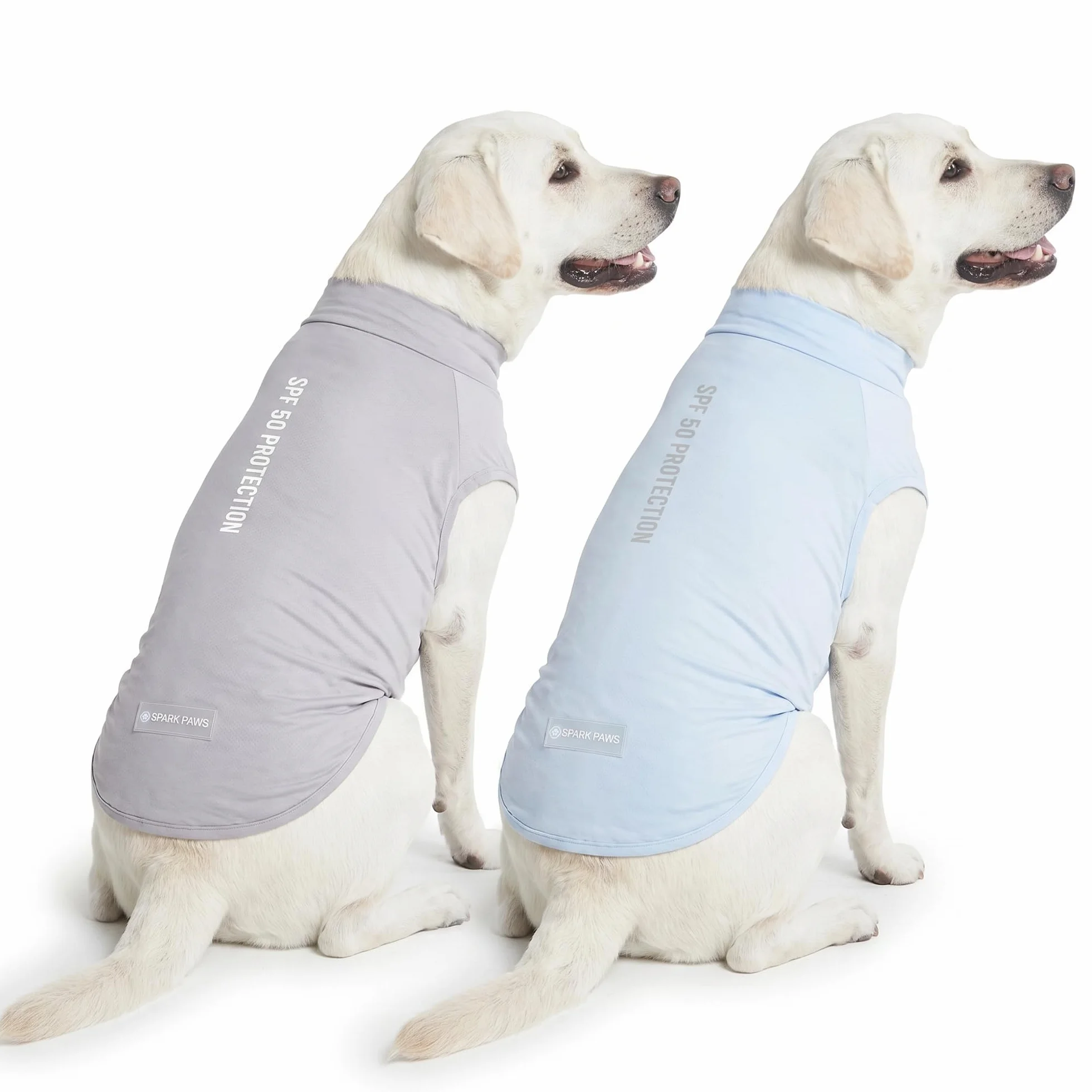 Spark Paws Lot de 2 T-shirts SPF30 Protection UV pour Chiens Peau Sensible Bleu Gris Taille 2XL