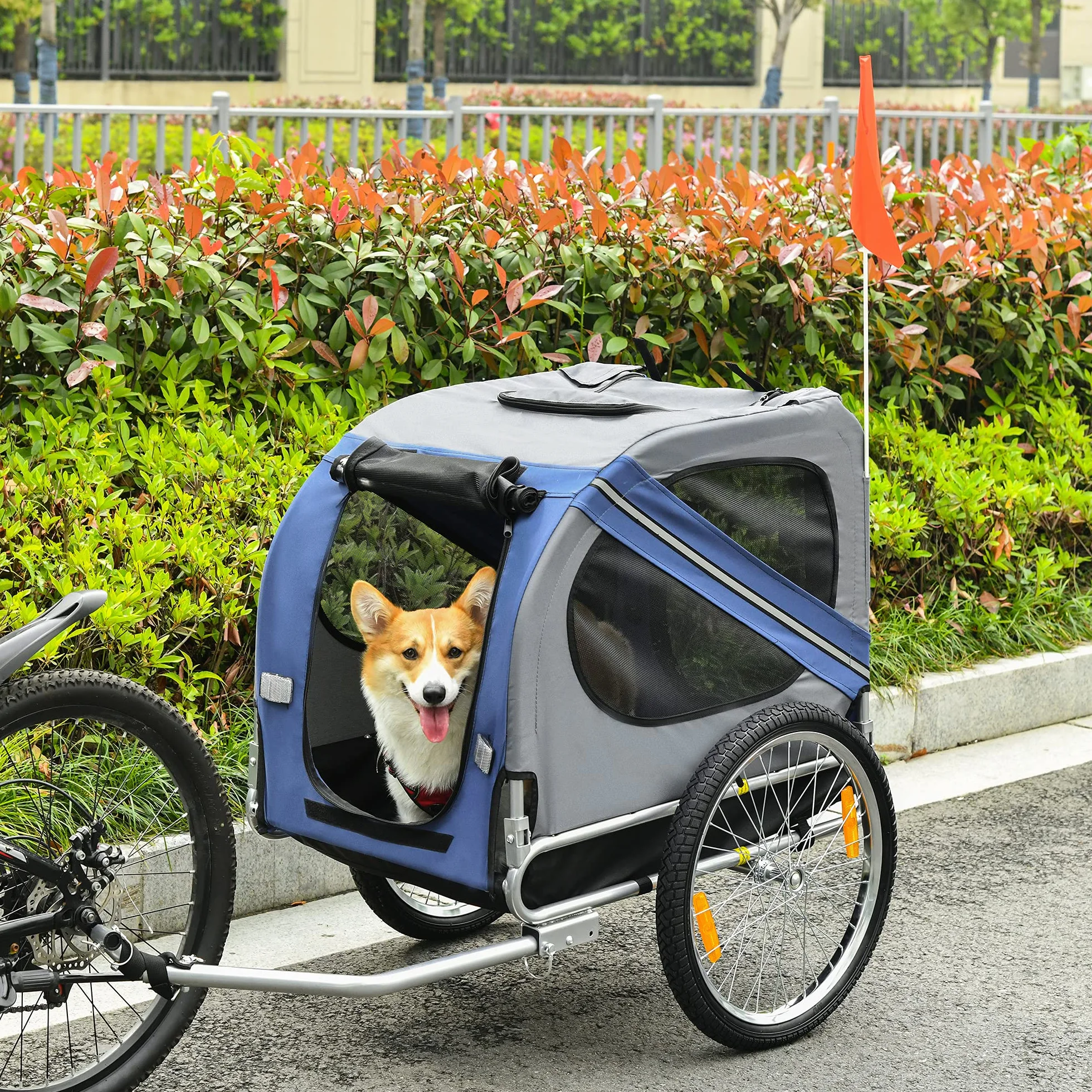PawHut Remorque vélo pour Chien Pliable 30 kg 130x73x90 cm Acier Polyester imperméable