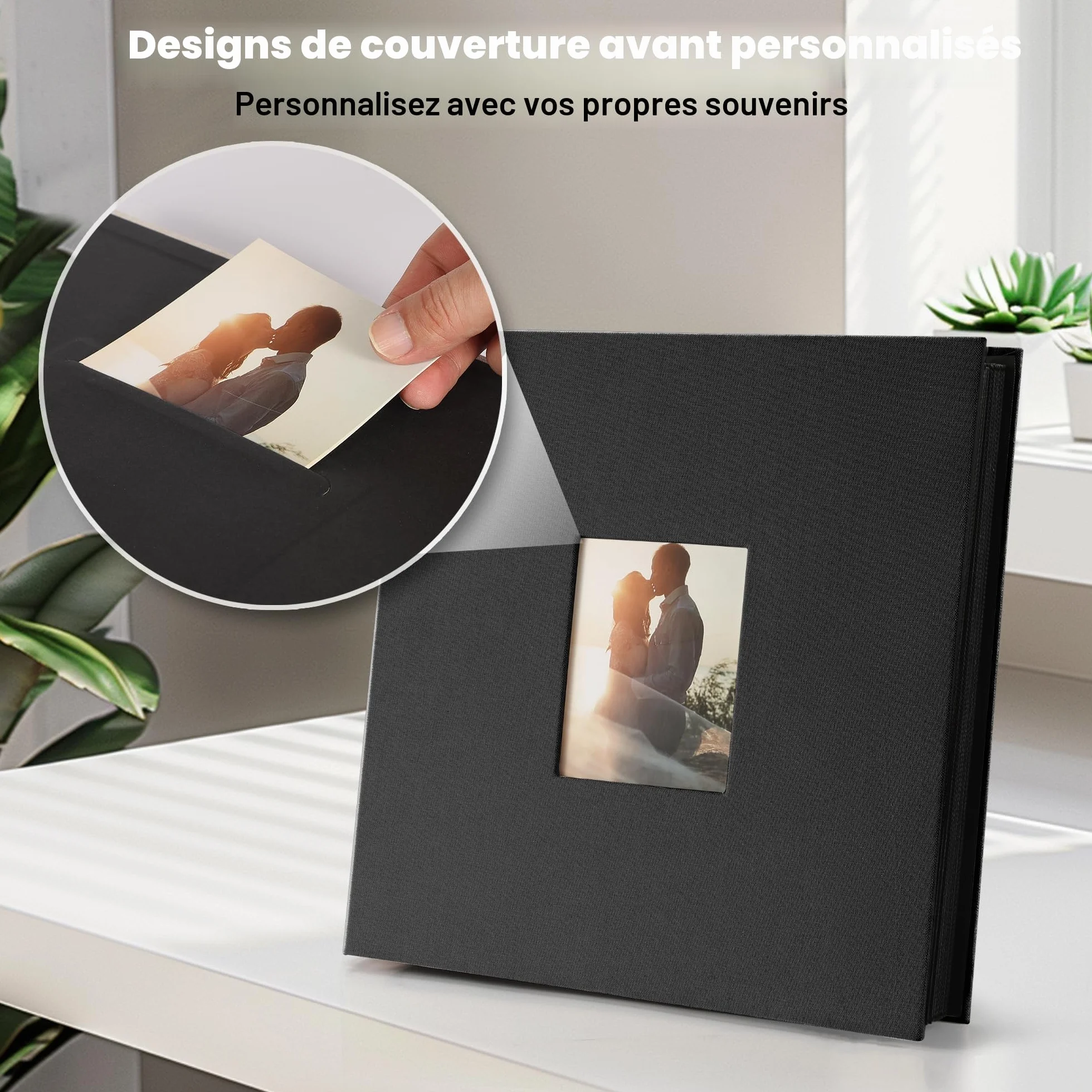 Album photo DazSpirit 15,2 x 10,2 cm 1000 pochettes couverture en lin personnalisable capacité extra large