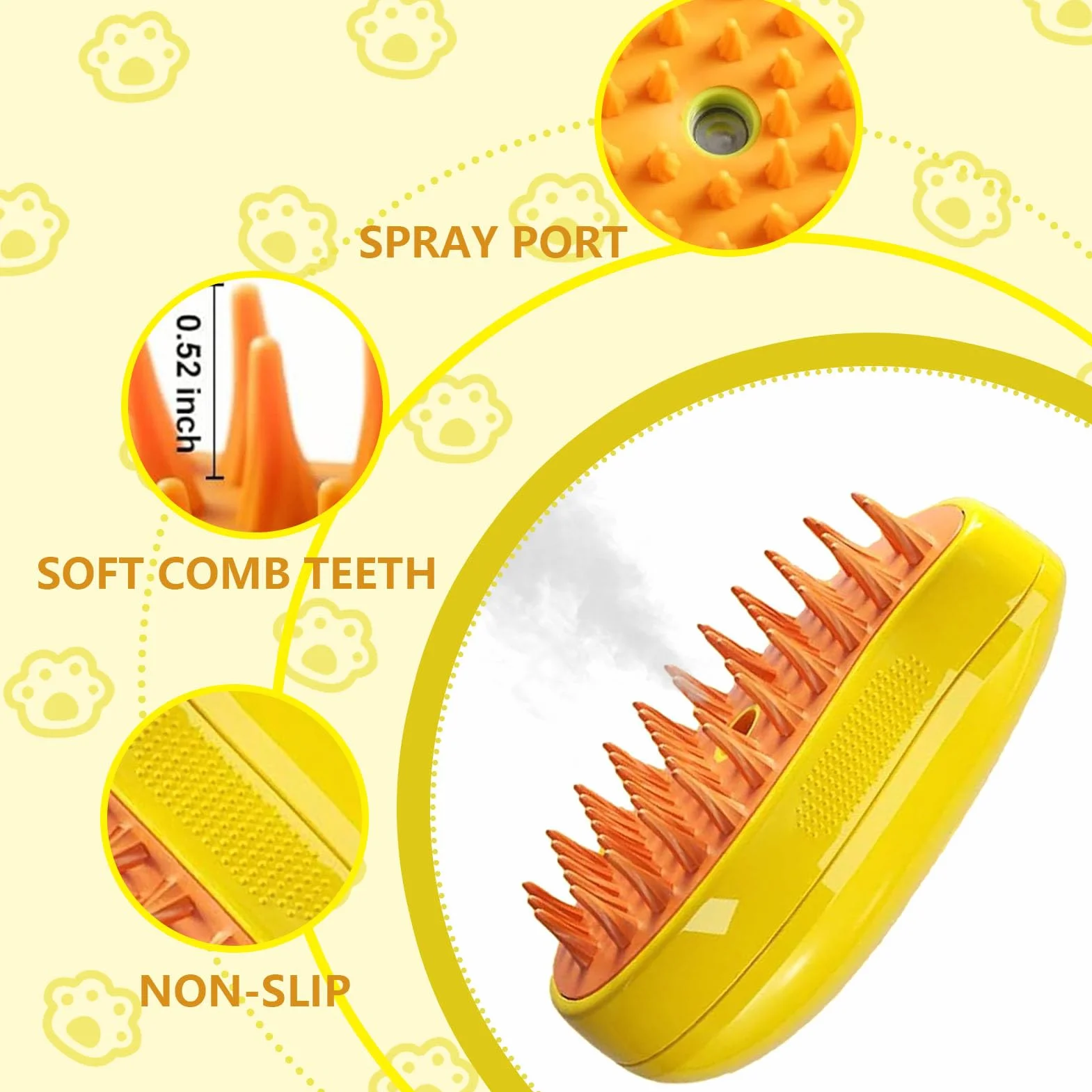 Brosse à Vapeur Chat 3 En 1 Steamy Pour Démêler Les Noeuds Avec Réservoir d'Eau