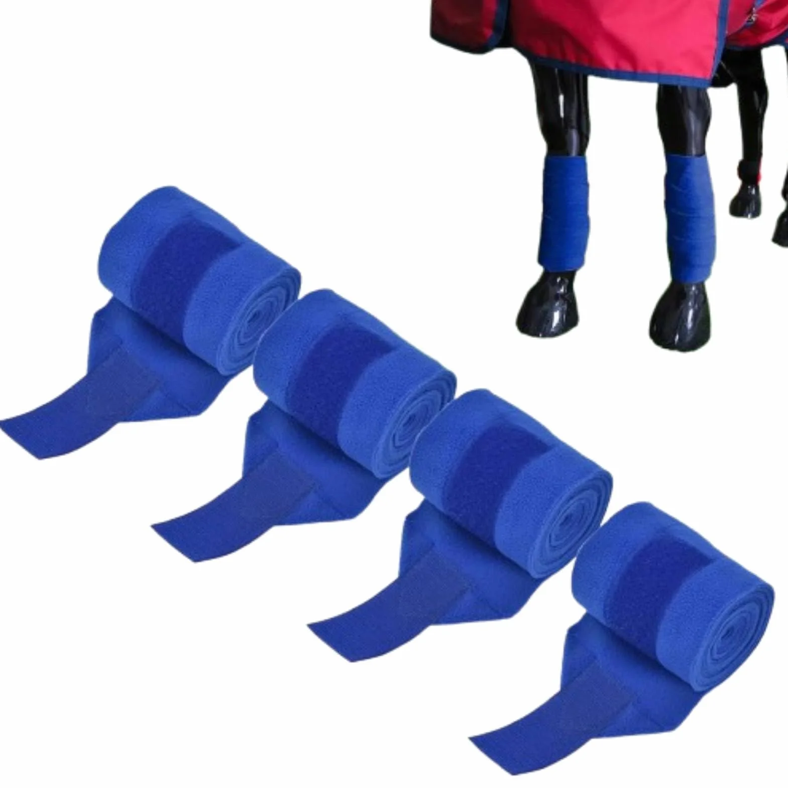 Lot de 4 Bandes de Protection pour Pattes de Cheval, Bandages pour Jambes et Queue, Polo, Attaches