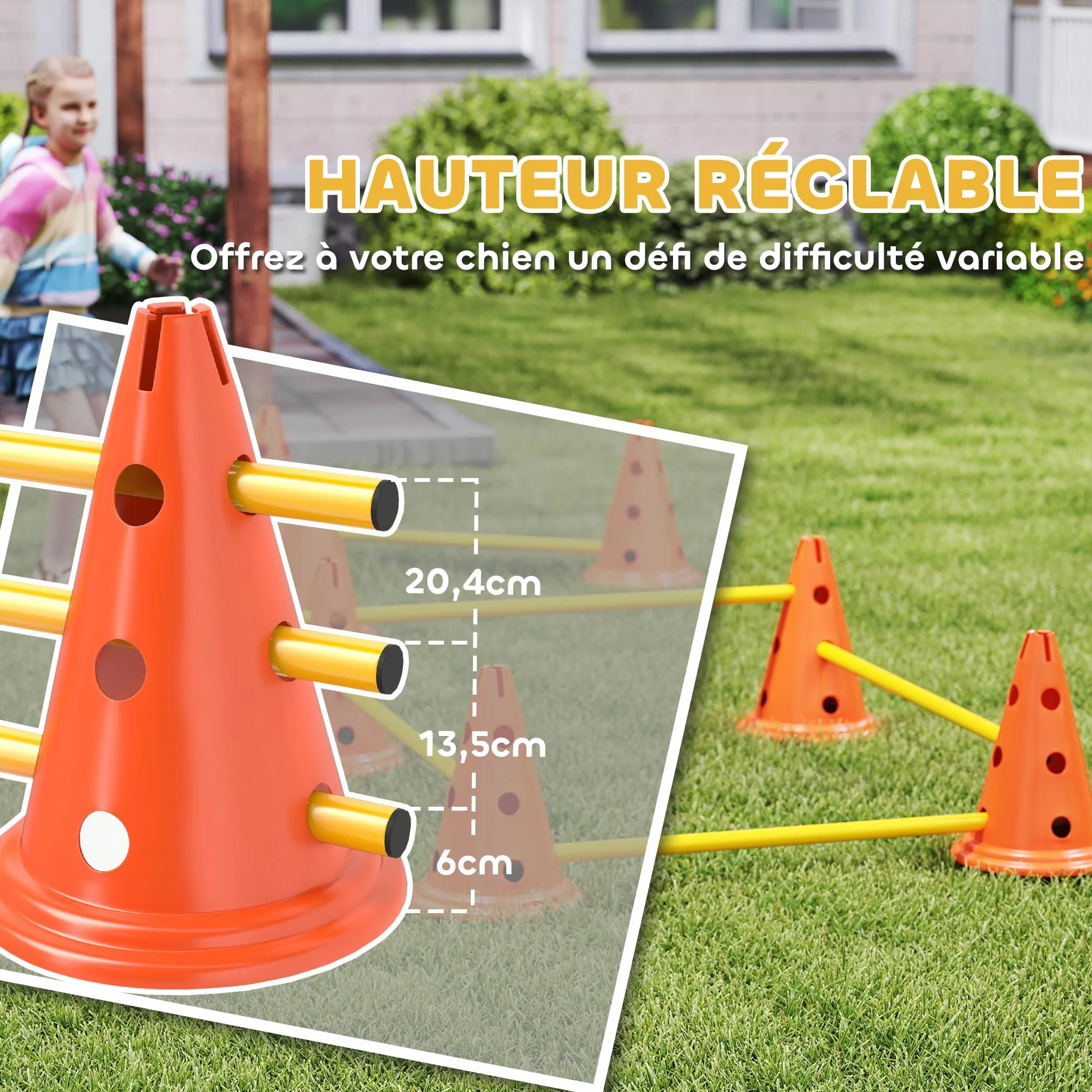 PawHut Ensemble d'Agilité pour Chien 6 Pièces avec Hauteur Réglable, Orange