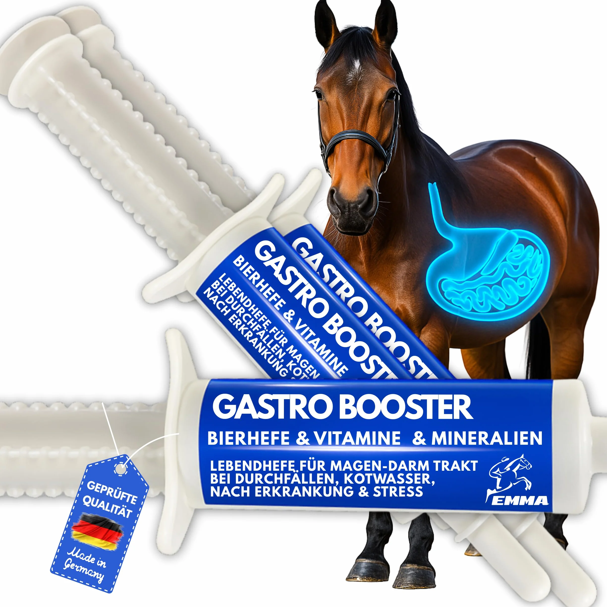 Pâte Gastro-intestinale Probiotiques Levure de bière Cheval Vitamine E Culture de levure Flore intestinale 3x30ml