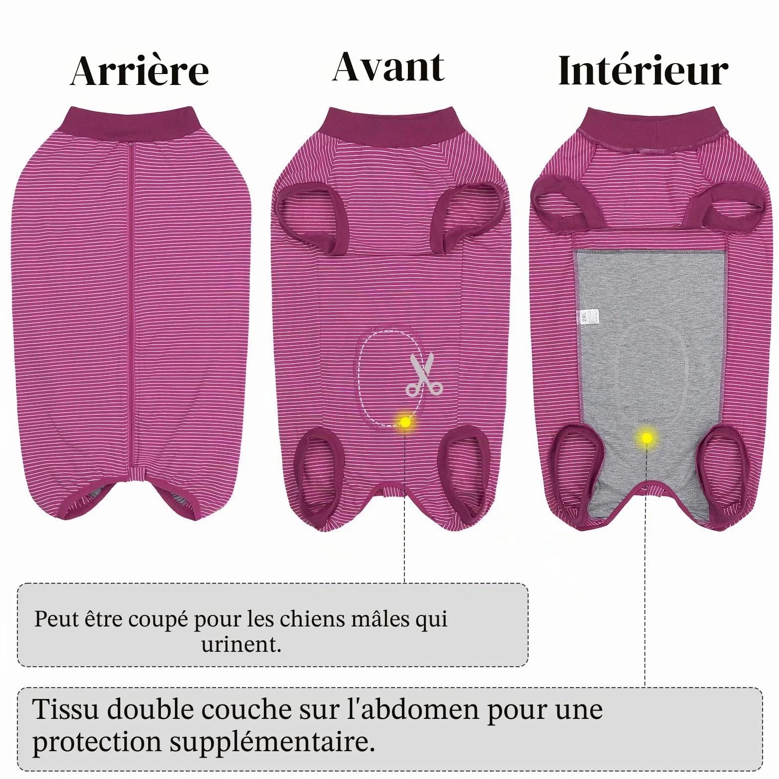 Combinaison Chien Post Operatoire Femelle Male Body Stérilisation Fuchsia