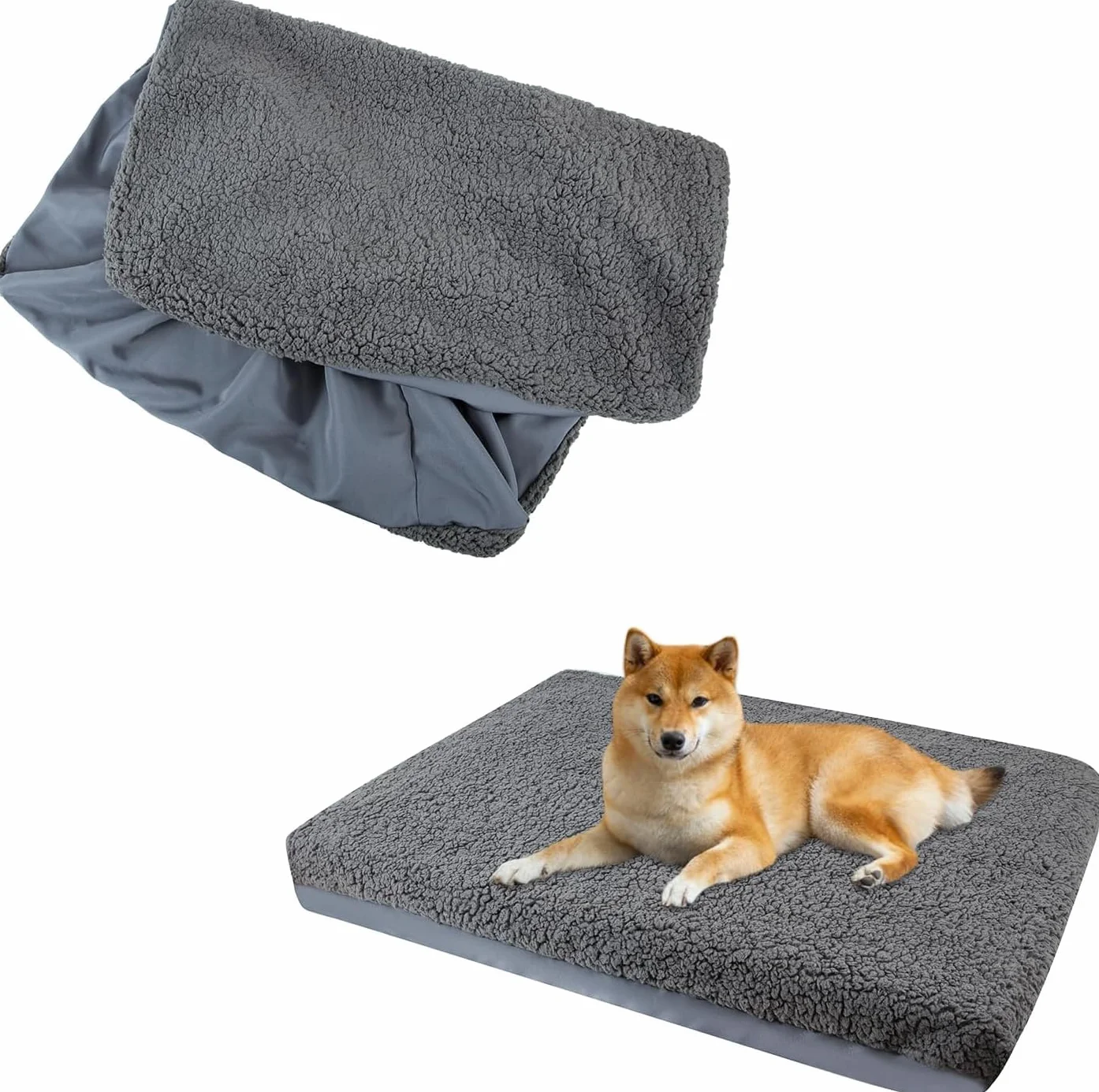 Housse de Rechange pour Lit de Chien Lavable Imperméable Peluche Douce Housse de Matelas Animaux