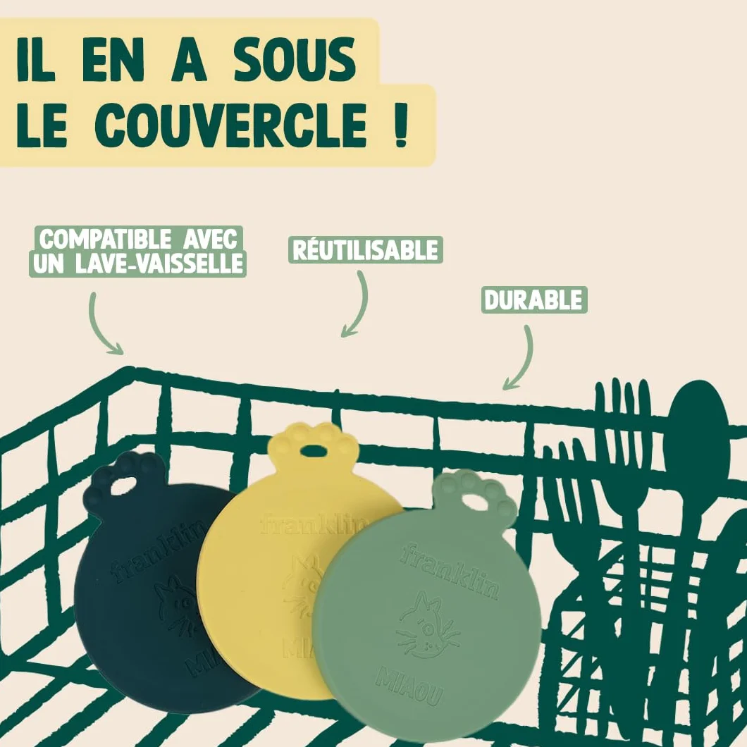 Franklin Couvercle en Silicone pour Boite de Conserves Lot de 3 Universelles Hermétiques