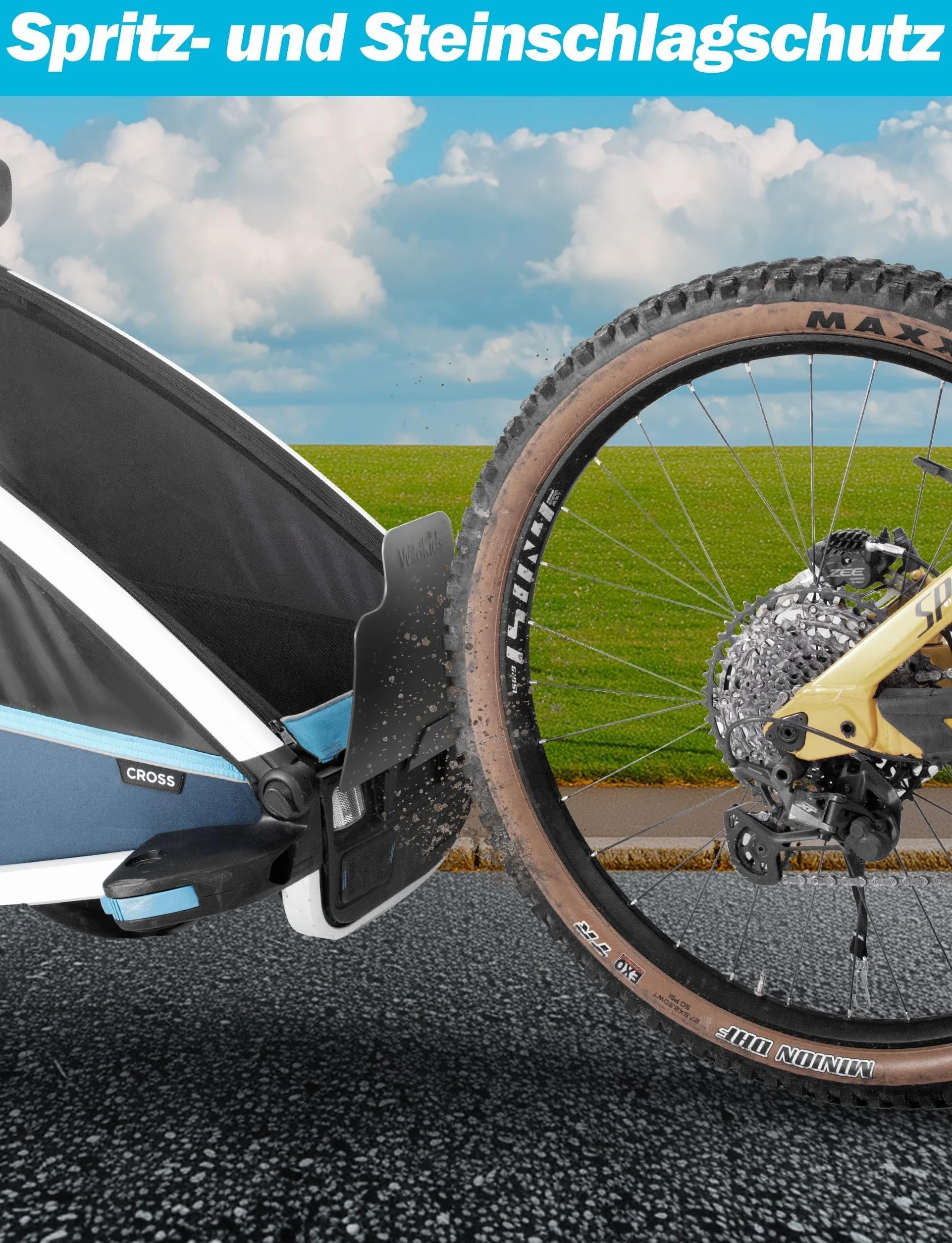 WildKids Garde-boue réglable pour remorque vélo Thule Chariot 2017-2023 Sport Cross Cab Lite