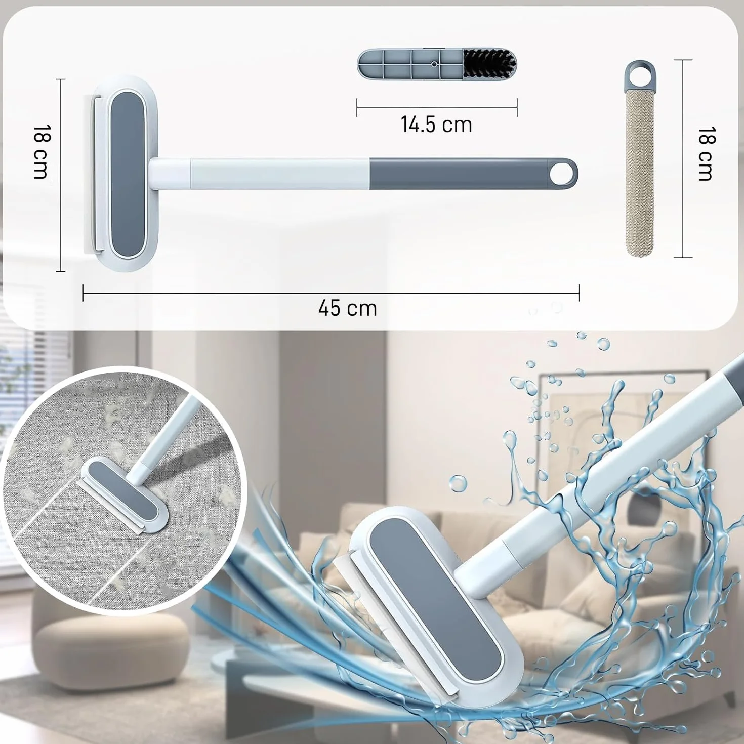 Brosse Anti Poils Chat Chien Animaux 4-en-1 Nettoyage Réutilisable Canapé Tapis Vêtements Literie