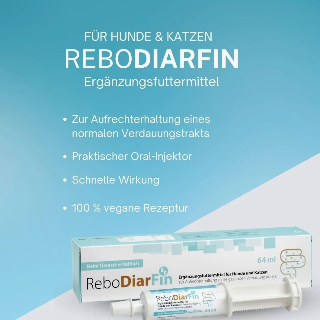 ReboDiarFin Pâte digestive pour chiens et chats 64 ml : aide en cas de troubles digestifs, avec pectine et kaolin, enrichie en peptides de glutamine, mélange de probiotiques et de prébiotiques