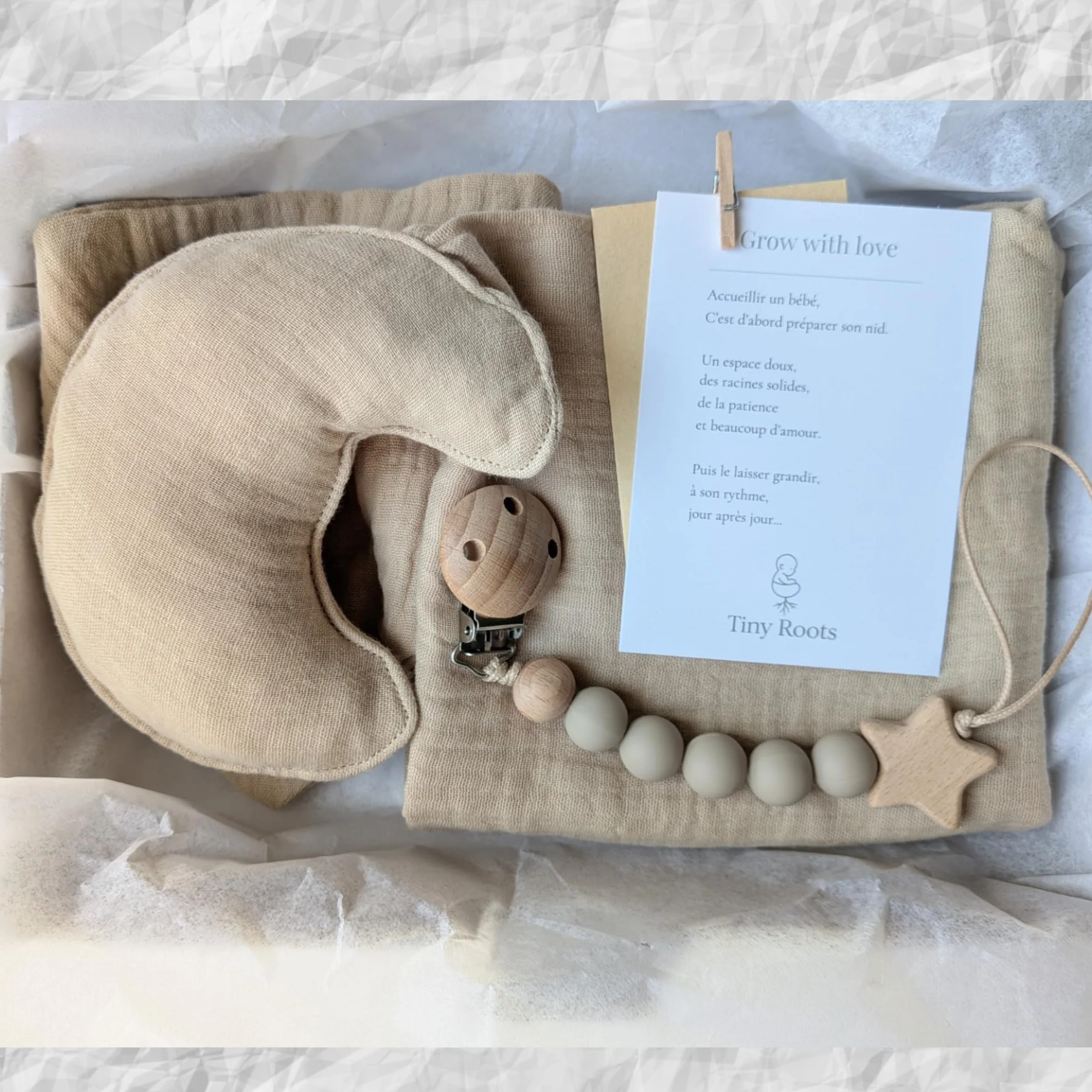 Tiny Roots Coffret Naissance Original Graines à Semer Kit Cadeau Bébé Complet Beige