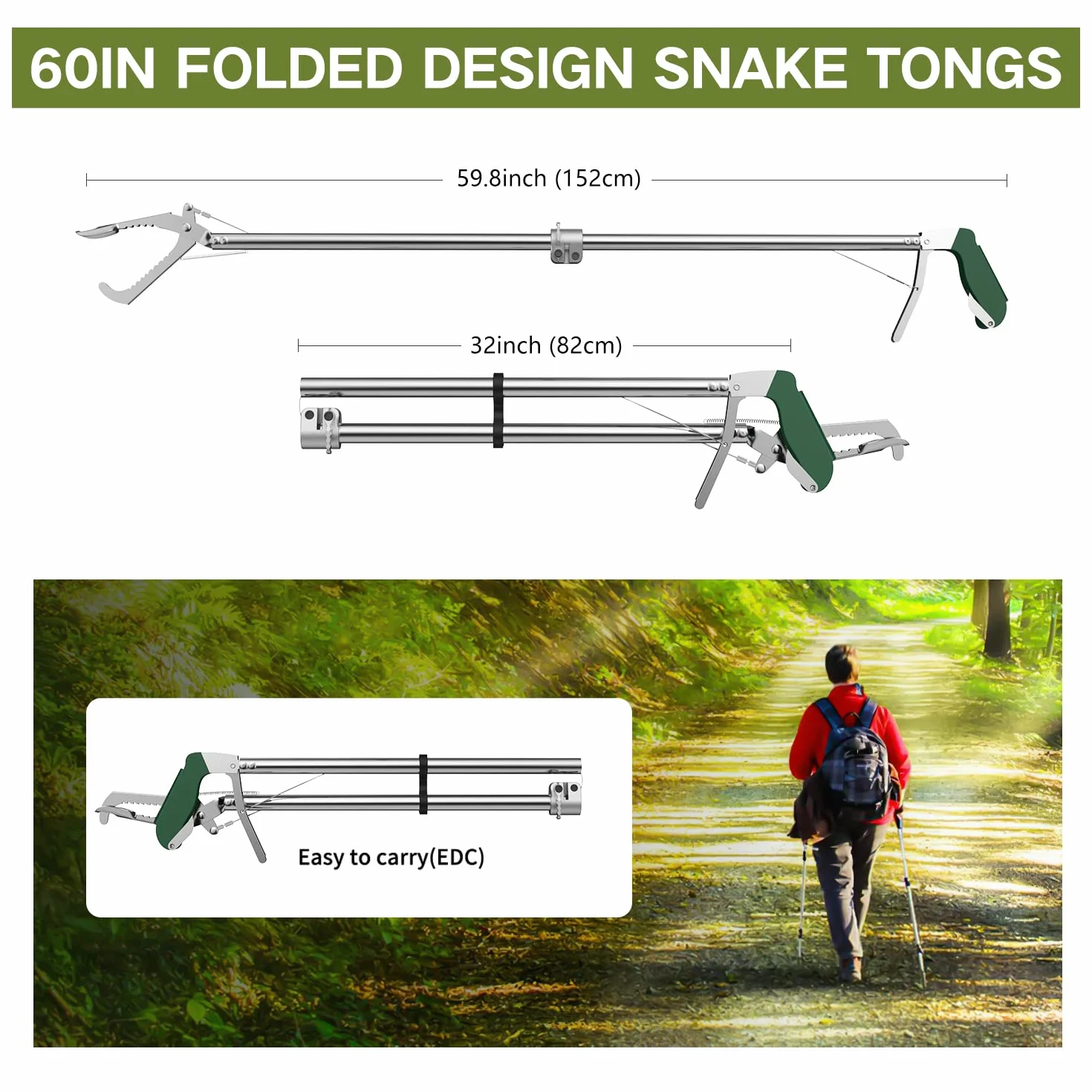 Pince à Serpent Pliable 152,4 cm Outil de Manipulation Professionnel Acier Inoxydable