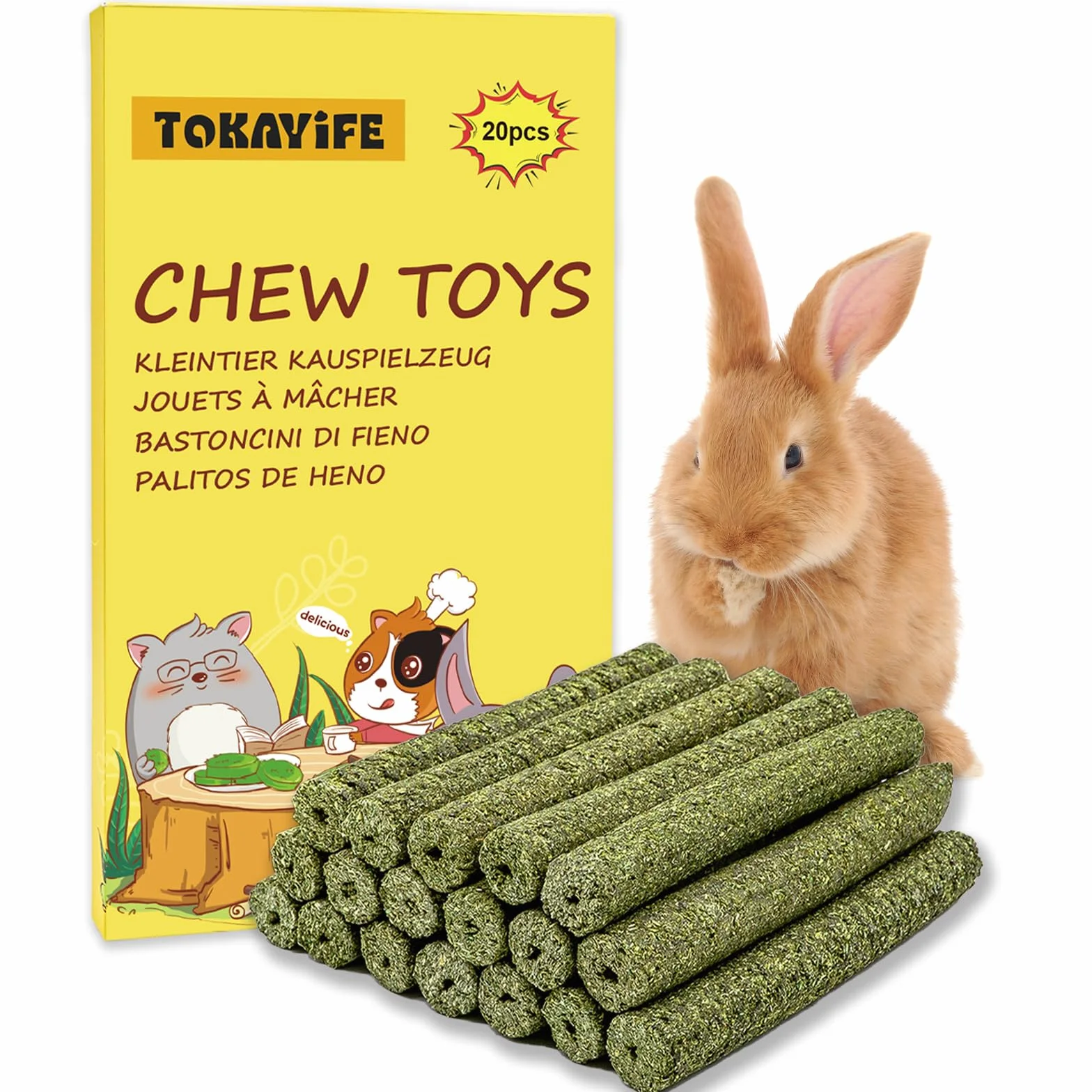Bâtonnets de Foin Naturel Timothy pour Lapins, Chinchillas, Cochon d'Indes, Hamsters - Lot 20 Unité