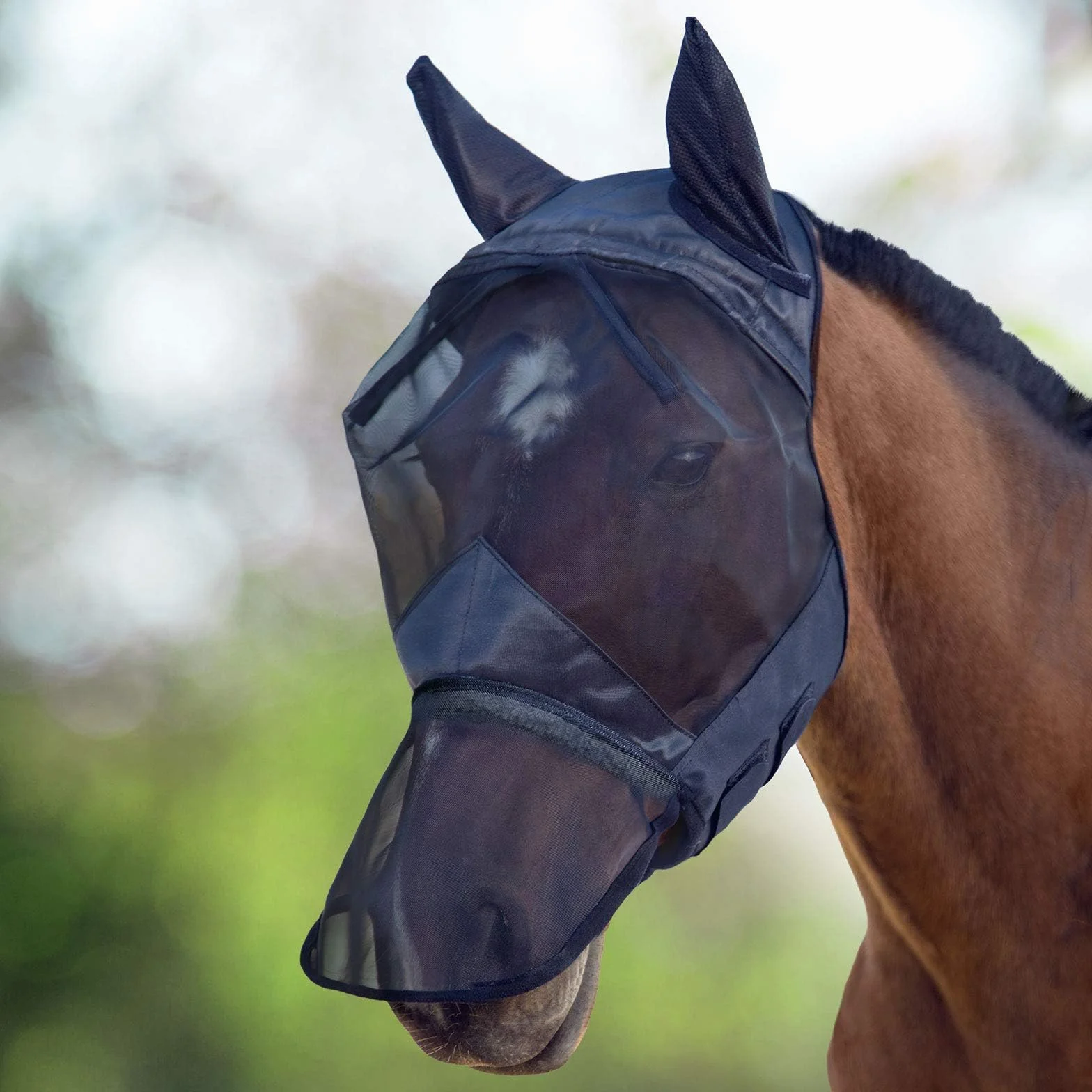 Harrison Howard Caremaster Masque Anti-Mouches intégral Cheval Protection UV Polaire Nylon rembourré Noir Piano