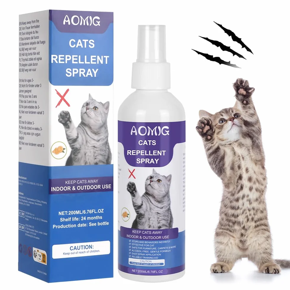 Spray Répulsif pour Chat Anti-Griffage 200ml Aomig