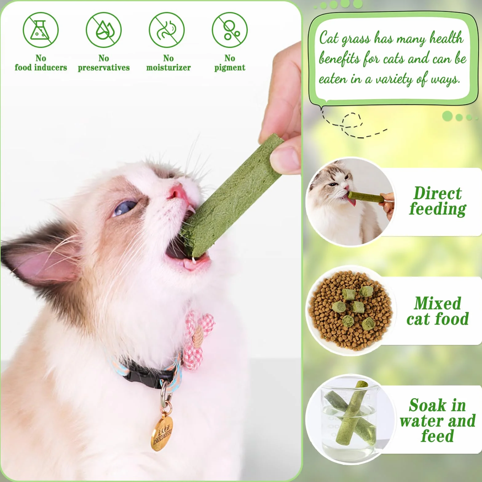 Bâton d'herbe à Chat 12 Pcs Fabriqué à Partir d'herbe à Chat Ingrédients Naturels Améliore la Digestion