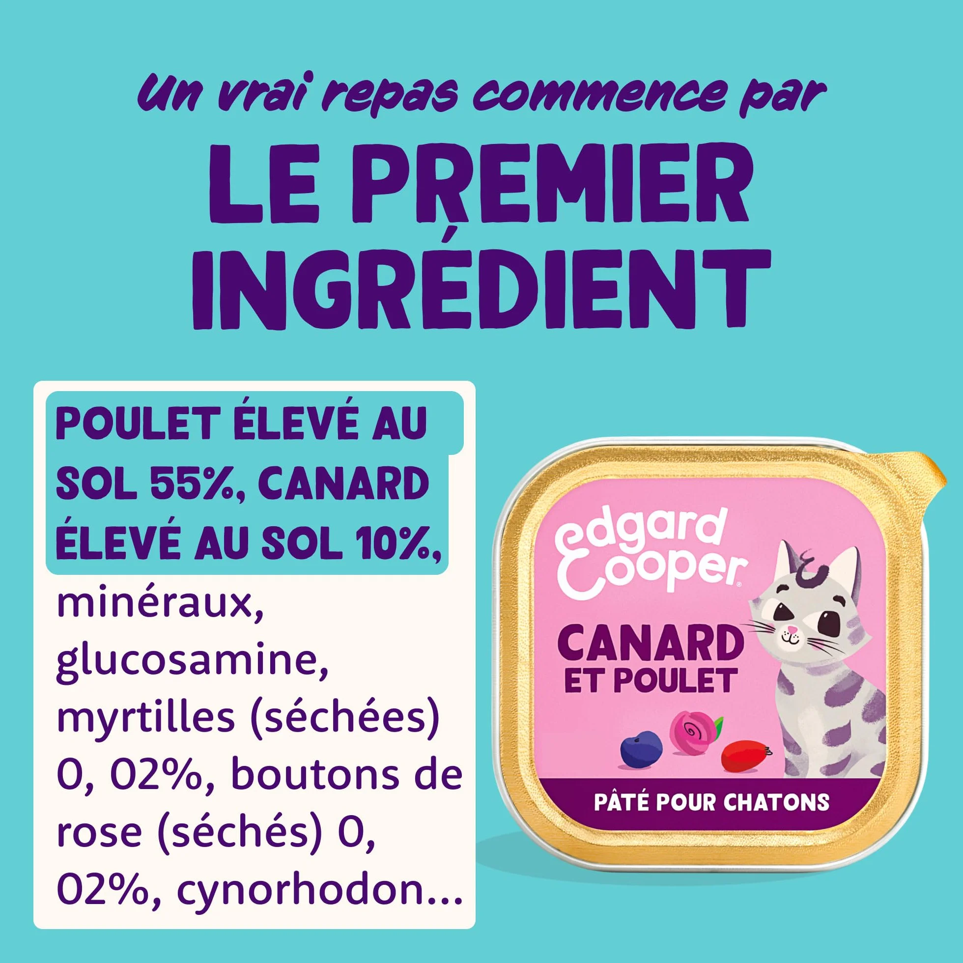 Edgard & Cooper Pâtée Pour Chaton Stérilisé Canard Poulet 16 x 85g Nourriture humide Sans Céréales