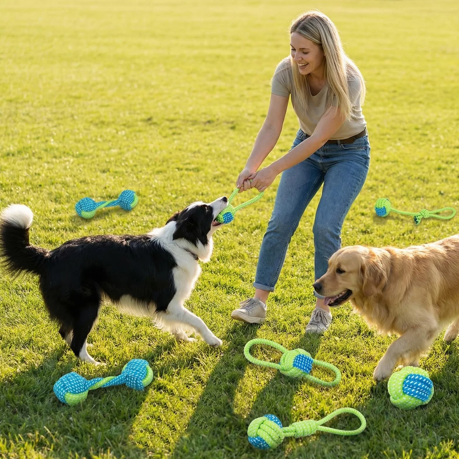 Jouet Chien Corde Interactif Indestructible Coton 26cm pour Chiens Jeux de Traction