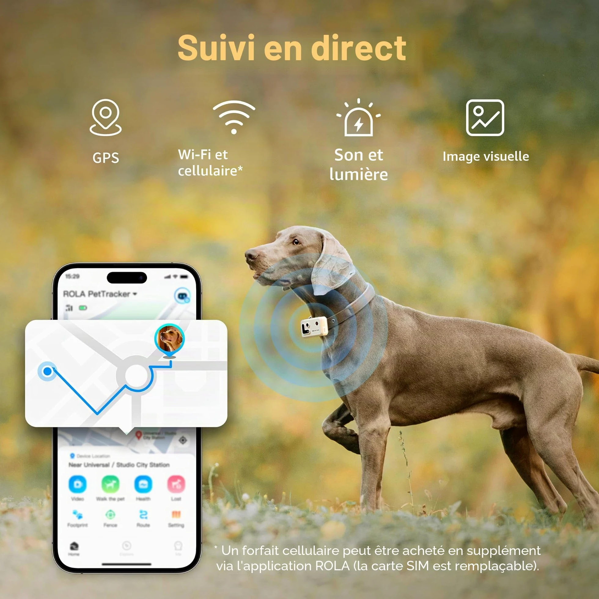 ROLA PetTracker | GPS pour chiens - Localisateur pour chiens avec GPS - Tracker d'activité - Couleur Blanc