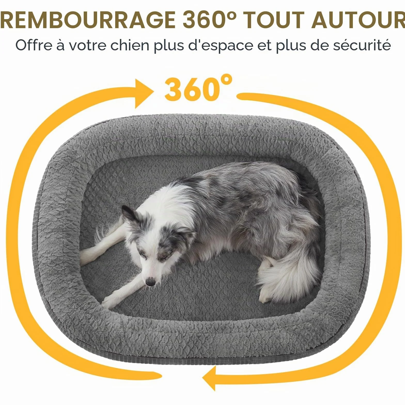 Lit pour Chien Orthopedique et Dehoussable, Coussin Memoire de Forme Canapé Chiens Imperméable, 89x63x18 cm