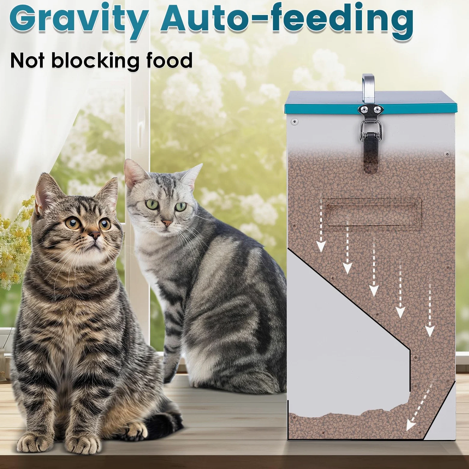 Distributeur Croquettes Chat Automatique pour 2 Chats 10L Distributeur de Nourriture Sèche pour Chiens Métal Mangeoire pour Chats et Chiens