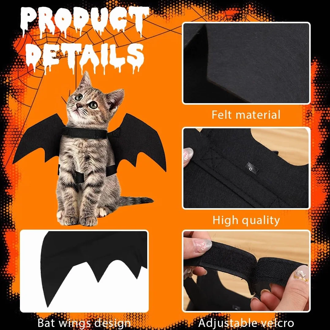 Costume d'Halloween pour Chat avec Ailes de Chauve-Souris