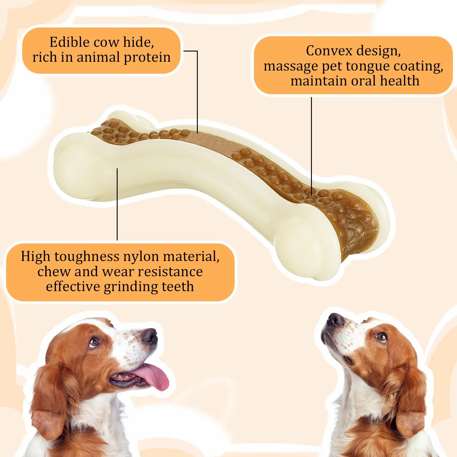 Libima Lot de 6 jouets à mâcher pour mâcheurs agressifs, véritable saveur de bœuf pour chien, jouets à mâcher en nylon durable pour chiots de petite race