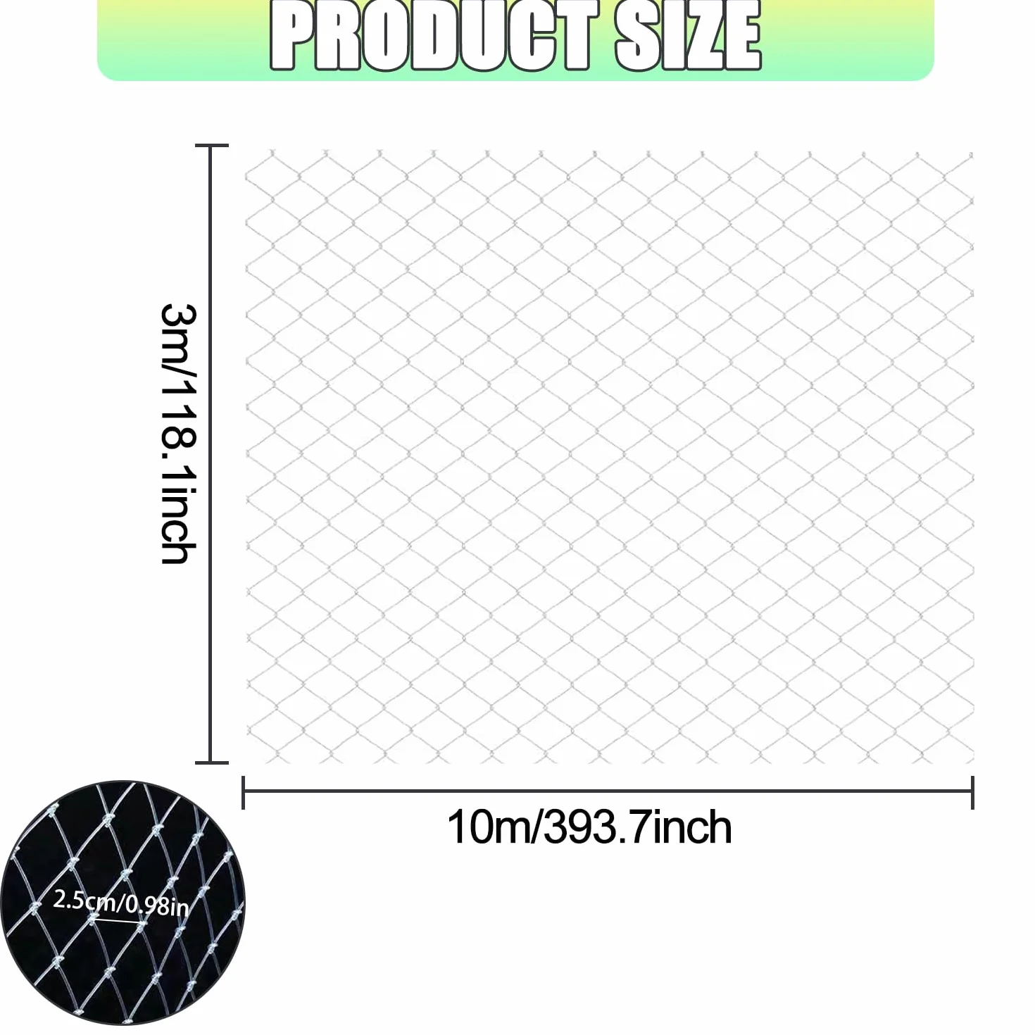 Filet de Protection pour Oiseaux 10x3m Nylon Anti Pigeon Balcon Terrasse