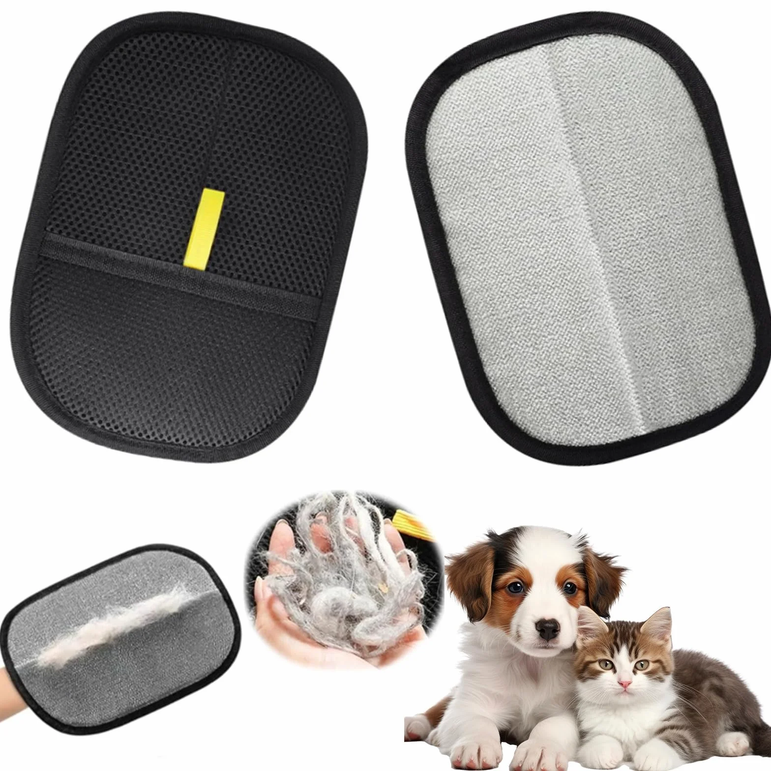 Gants Antistatiques pour Poils D'Animaux, Double-Sided Pet Grooming Gloves, Reusable Gants de Toilettage