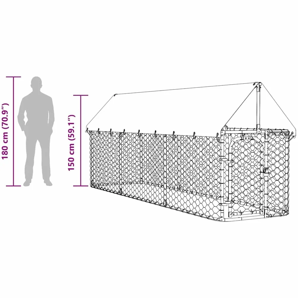 vidaXL Chenil Extérieur avec Toit pour Chiens 400x100x150 cm Cage Niche
