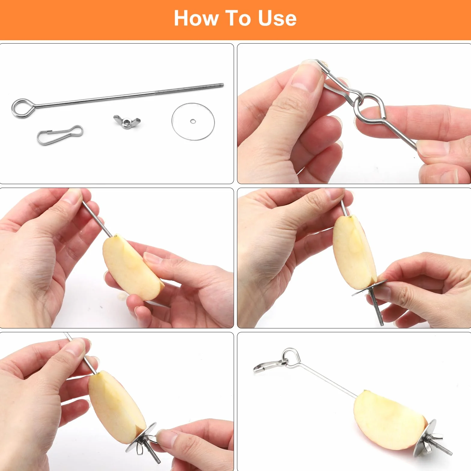 Mangeoire pour oiseau en acier inoxydable 3 pièces brochette de légumes et fruits