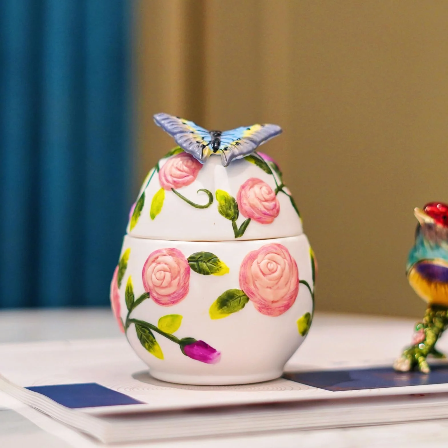 Urnes funéraires en céramique peintes à la main, mini urnes pour cendres humaines et animaux, forme papillon et fleurs