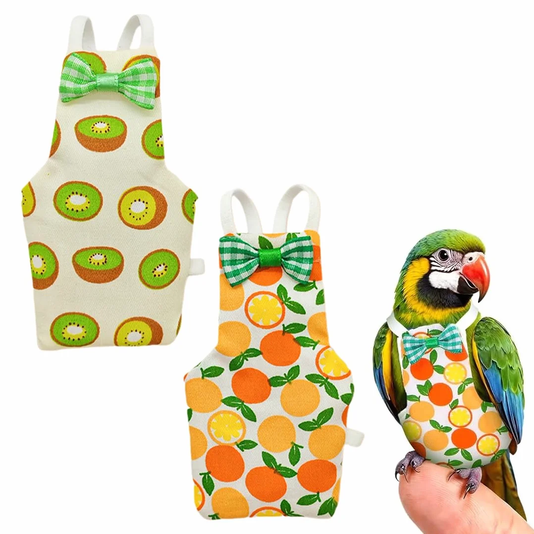 Couches-culottes réutilisables pour perroquets et pigeons, Ensemble de 2, ajustables, doux (vert, orange)