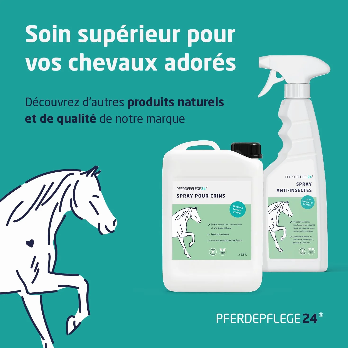 Spray de crins pour Chevaux 1l - Brillance éclatante, Démêlage & Pelage sain
