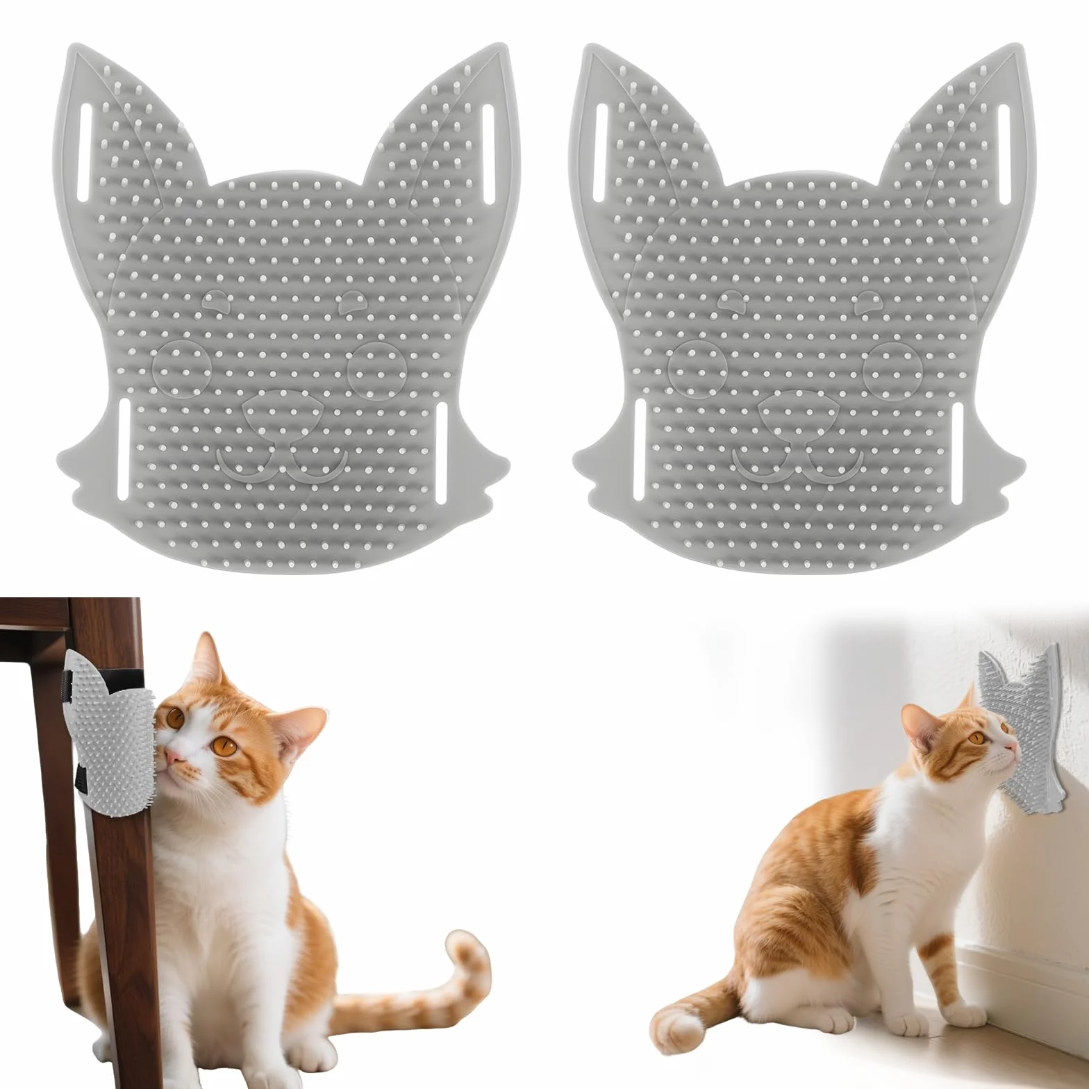 Grattoir Chat Brosse Toilettage Chien Massage Mural Accessoire Chats Interieur Gris