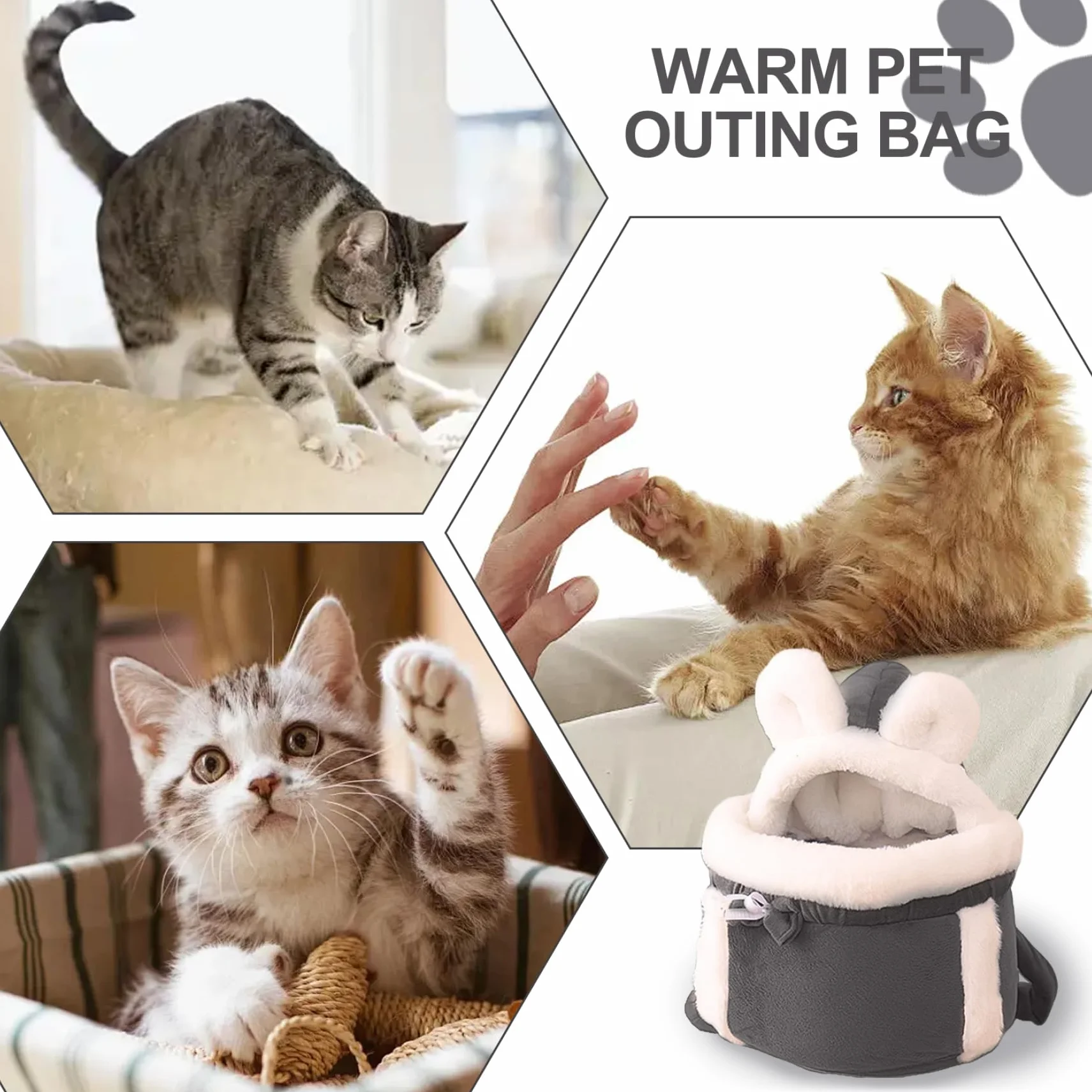 Sac à Dos pour Chat Transport Hiver Chaud Soft Double Pockets Front Carrier