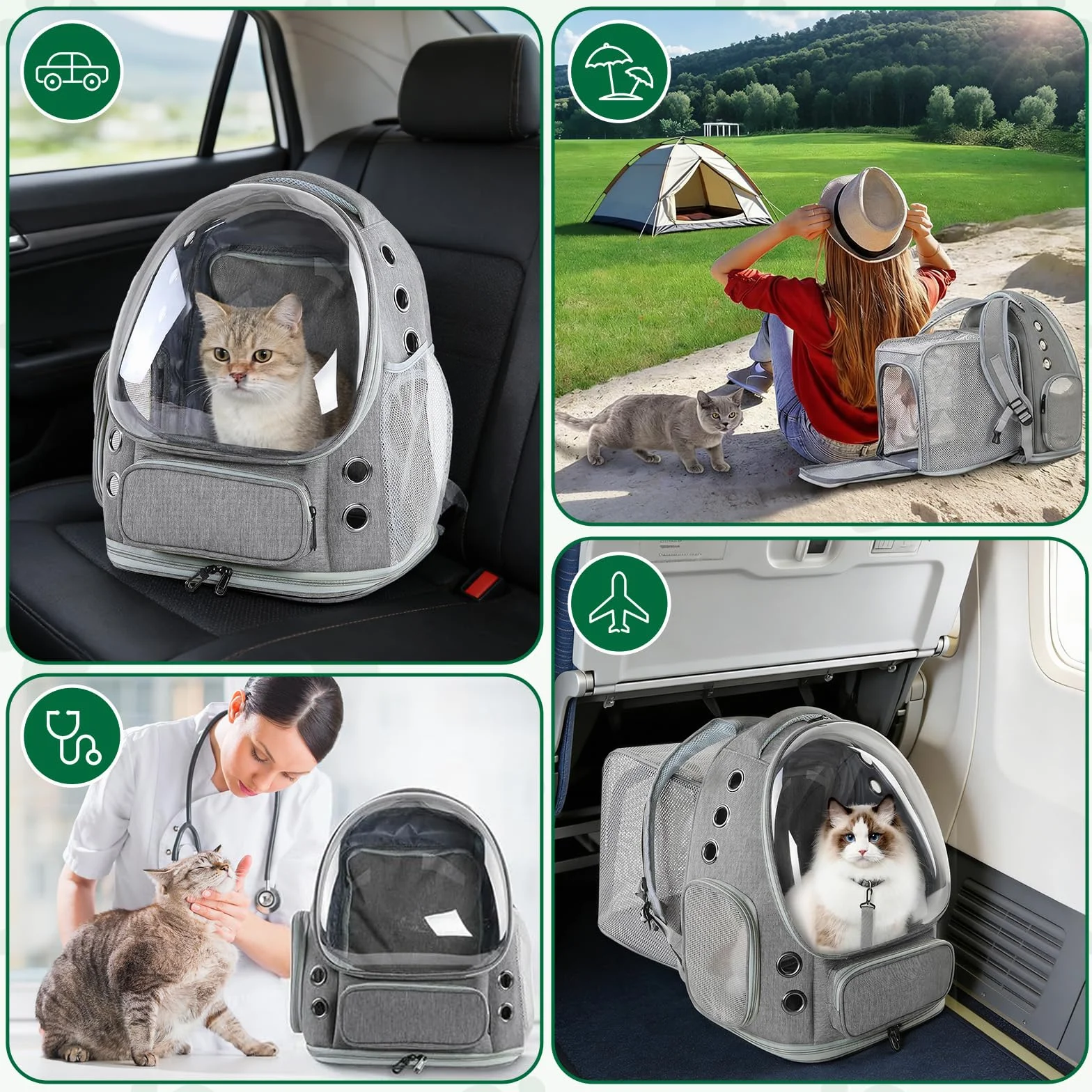 Sac à Dos pour Chat Respirant Grand Espace Sac Transport Chat Extensible avec Harnais Intérieur pour Voyager Randonnée