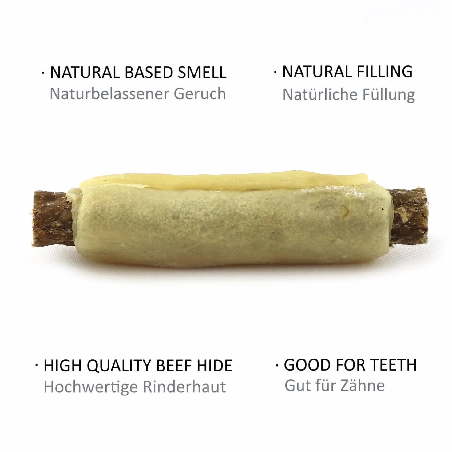 DOGBOSS Rouleaux à mâcher 100 % naturels en différentes tailles et goûts (5 cailles de 13 cm)