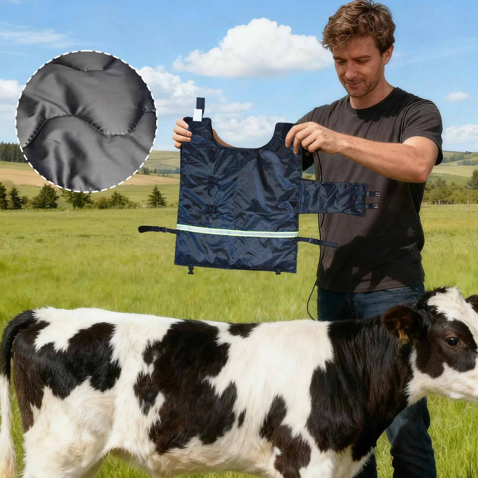 Veste Imperméable Coupe-Vent pour Veau, Couverture Chauffante Hiver Extérieur Bétail Vaches