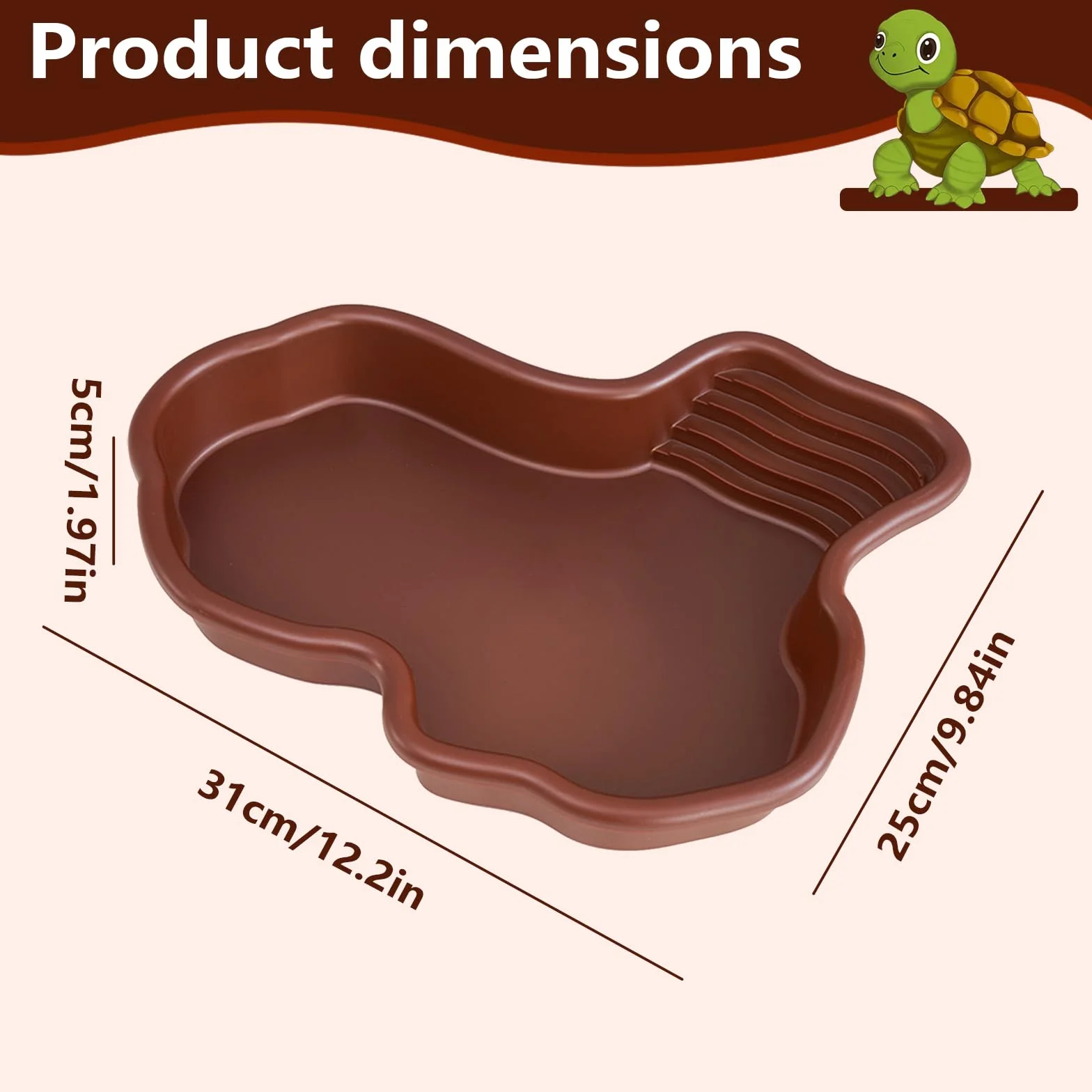 Bac de Bain pour Reptiles 31x25x5cm, Grand Bol d'Eau pour Tortues, Lézards et Geckos