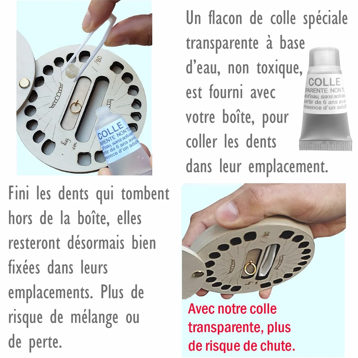 Boîte à dents de lait en bois avec chevalet fabriqué en France Fille Garçon Cadre Photo coeur