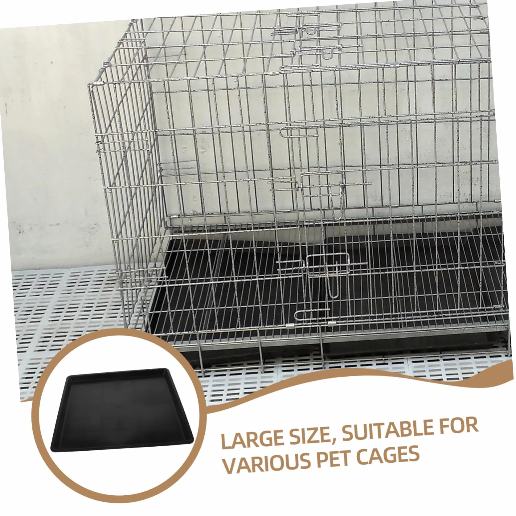 Milisten Plateau de Propreté en Plastique Noir pour Cage à Chien et Lapin Surface Lisse et Bac de Remplacement Facile à Nettoyer