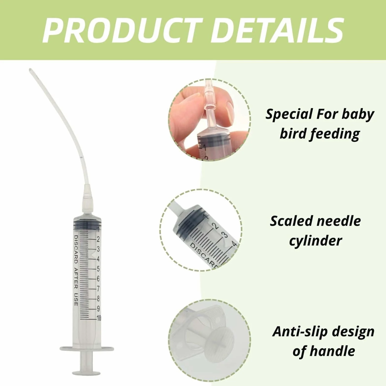 Seringues 10 ml pour pigeons oiseaux avec tuyau, accessoires alimentation élevage