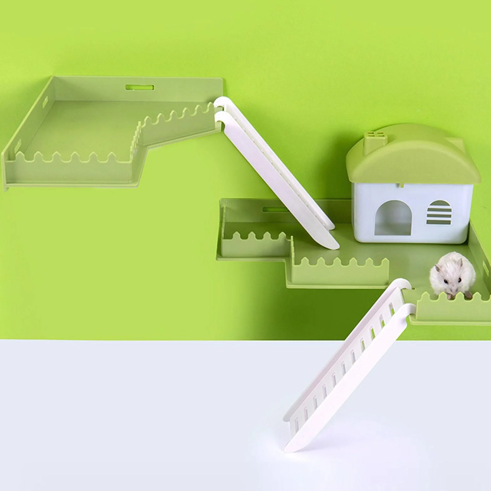 Plateforme de Jeu pour Hamster en Plastique avec échelle - Jouets Interactifs pour Petits Animaux