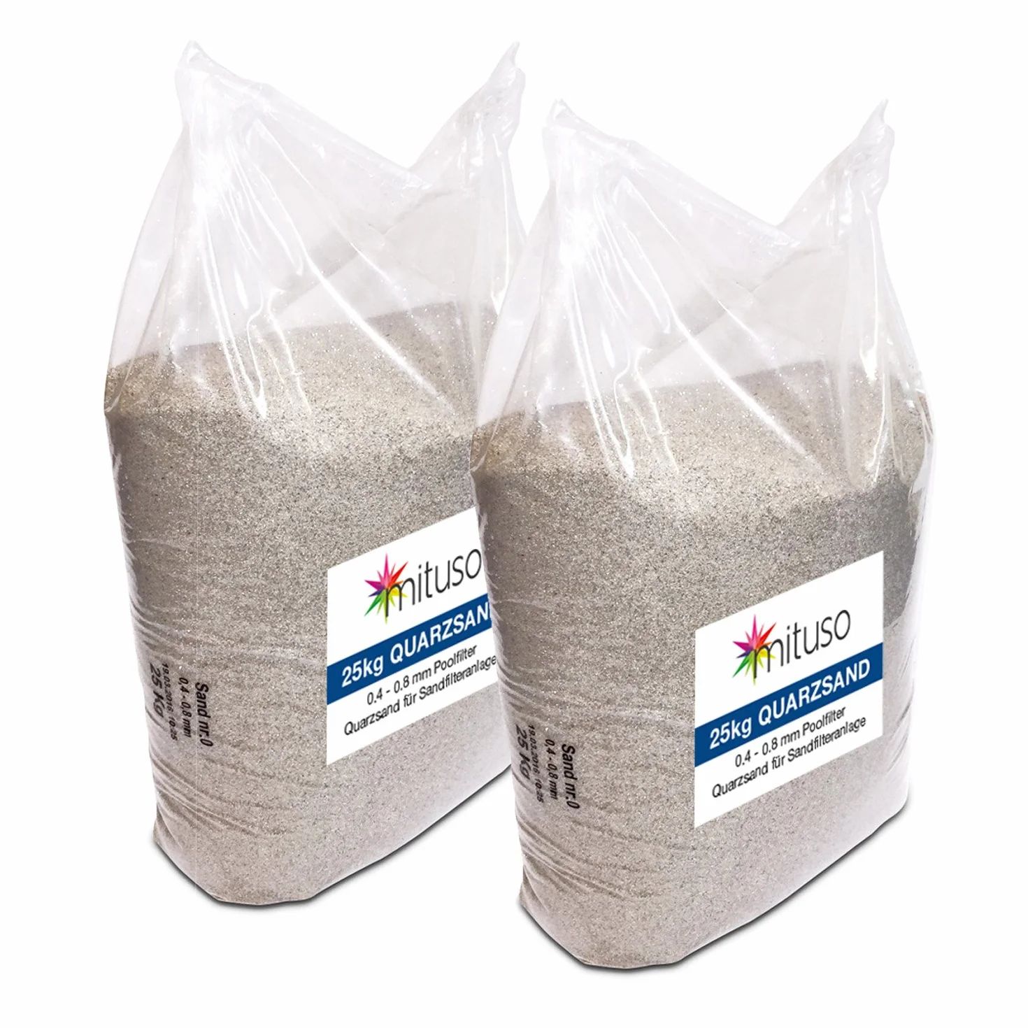 Lot de 2 sacs de sable de quartz 0,4-0,8 mm 2 x 25 kg