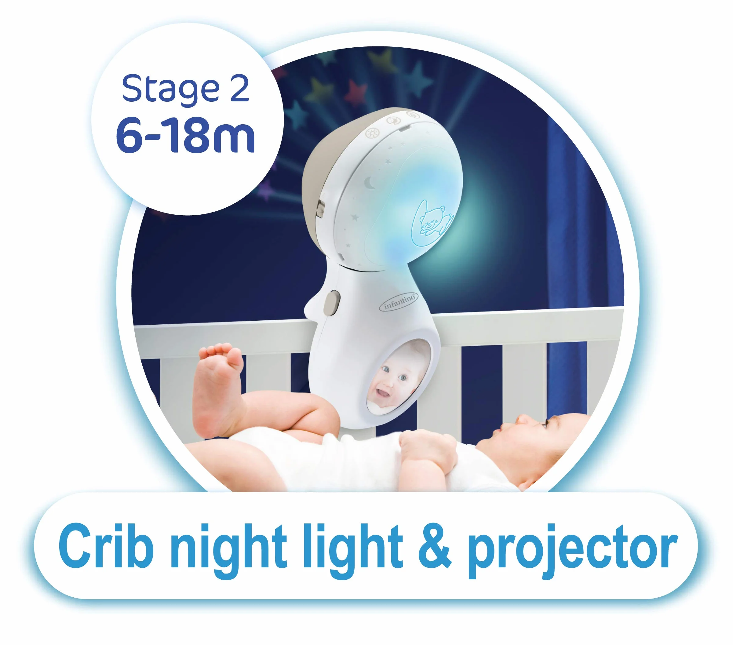 Infantino Mobile Musical 3-en-1 Projecteur Veilleuse Gris