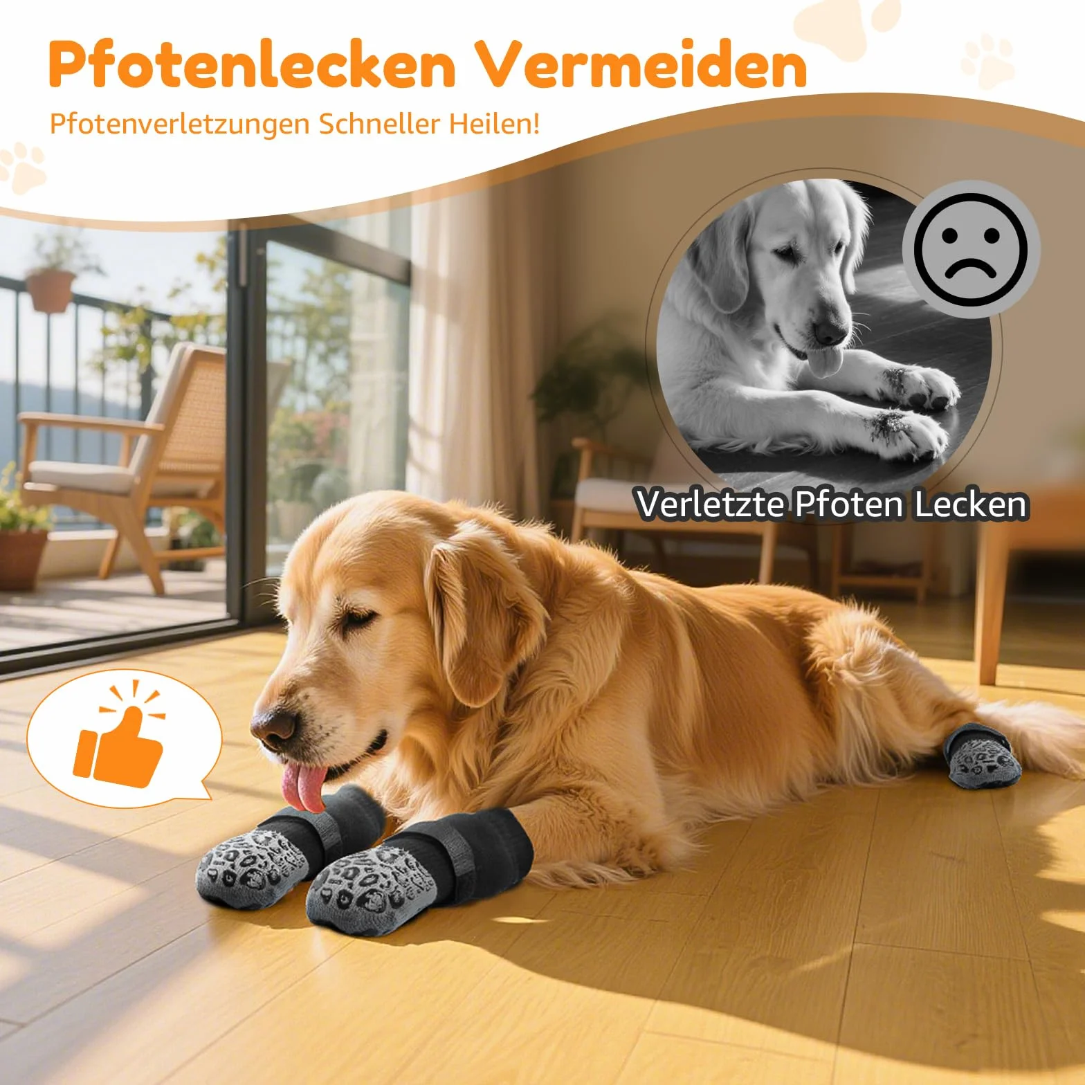 PICK FOR LIFE Chaussettes pour chien antidérapantes 2 paires double face sangles réglables L