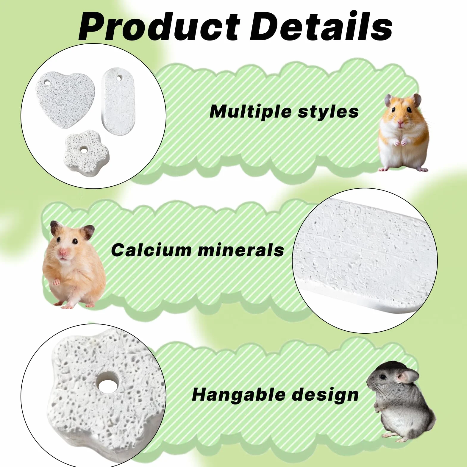 Pierre à Ronger pour Rongeurs Hamster Lapin Chinchilla Cochon d'Inde - Jouet à Mâcher 3pcs