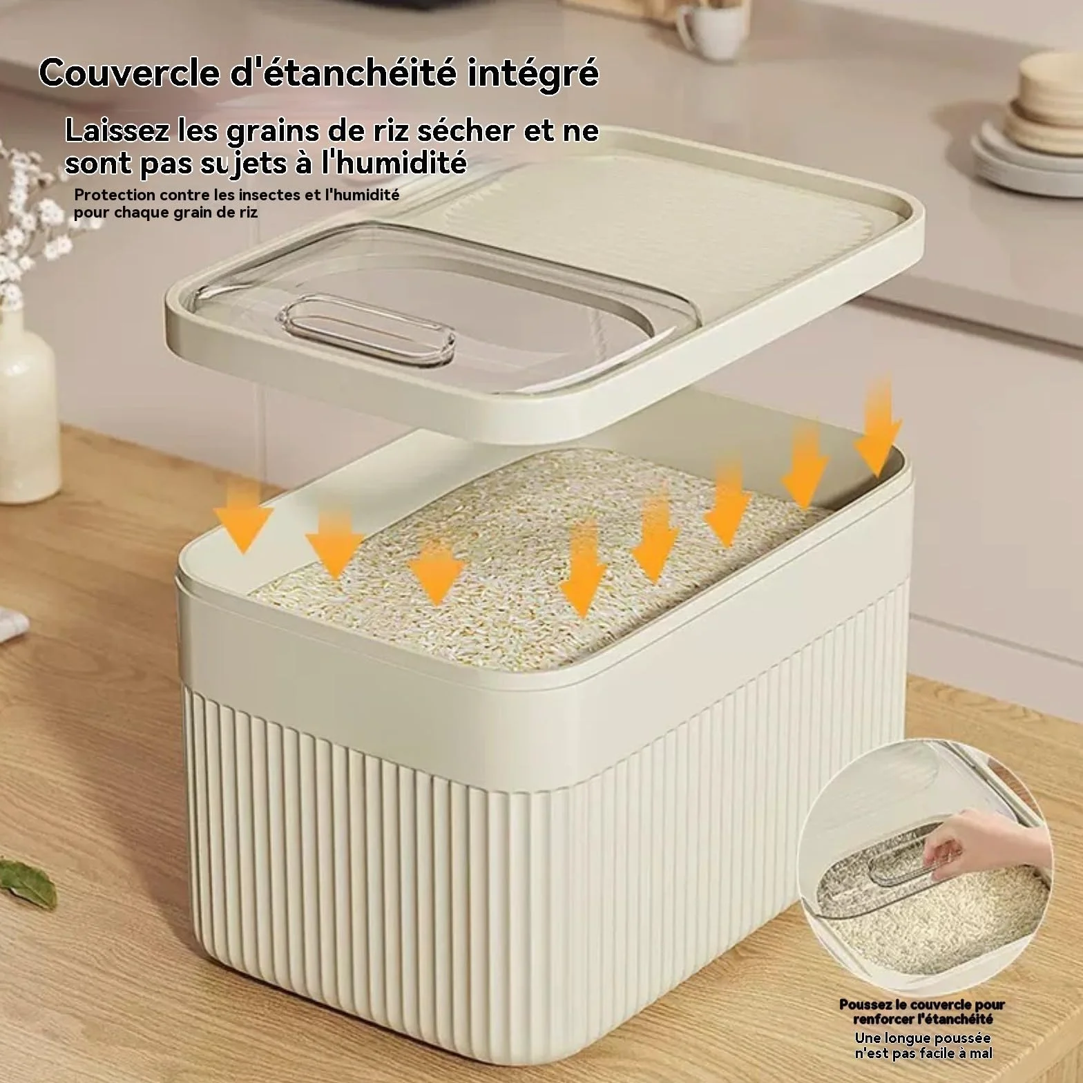 Récipient hermétique de stockage d'aliments pour animaux domestiques, jusqu'à 13,6 kg, pour chien, chat et autres aliments pour animaux de compagnie avec tasse à mesurer, seau de rangement (Avectasse)