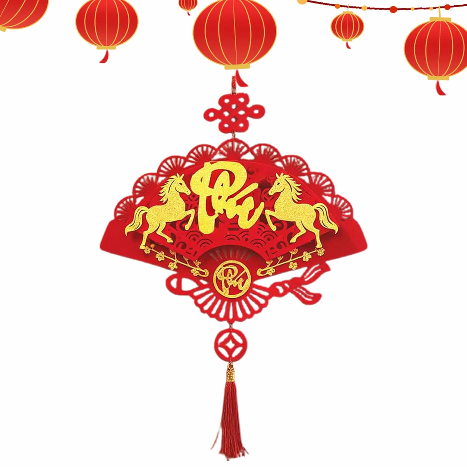 Pendentif année du Cheval 2026 - Signe du Zodiaque Chinois - Ornement Festif